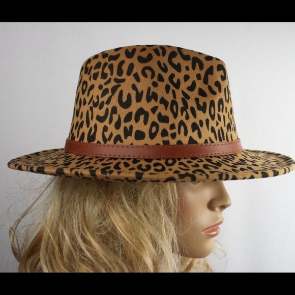 New! Sale 🔥Carmel Leopard Belted Wool Felt Panama Hat - Picture 4 of 9
